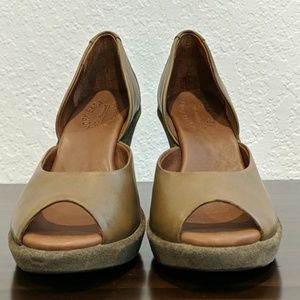 Kork-Ease Liliana D'Orsay Olive Green Wedge Heels